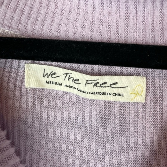 We The Free Lavender Knit Sweater with Multicolor Crochet Sleeves Size M - Picture 4 of 7